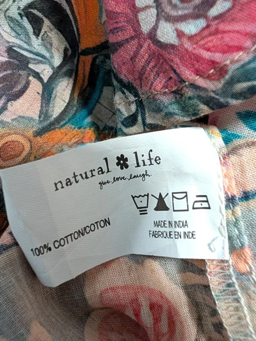 Natural Life Womens NWT Size L Barcelona Floral 100% Cotton Button Up Blouse Top - Picture 9 of 9